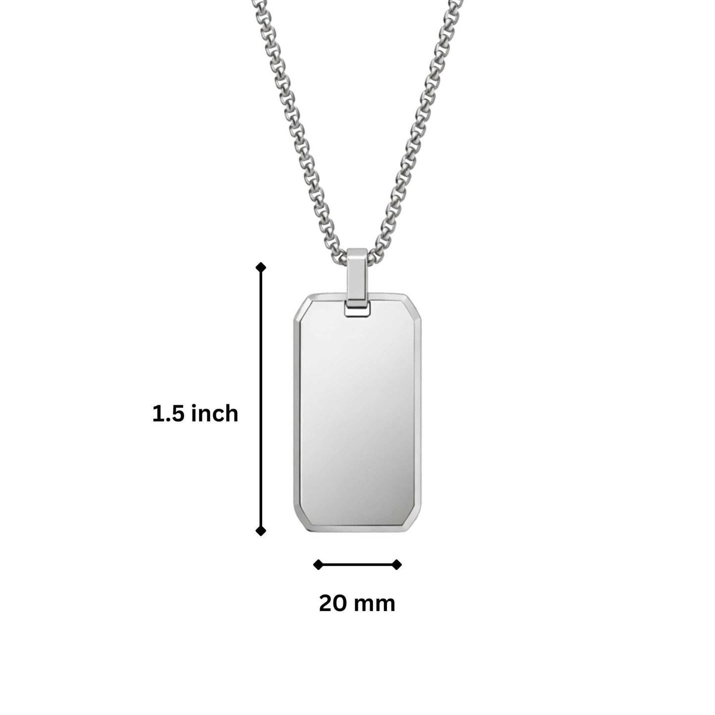 BEVELED DOG TAG - 20mm Pure Titanium Steel Pendant with 23inch Round Box 4mm Chain for Men & Boys — SS Pendant/ Necklace for Men | THE MEN THING