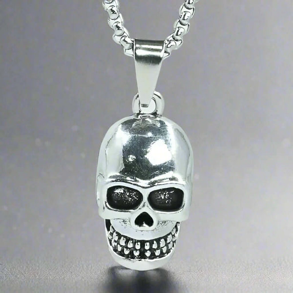 BIG SKULL 2 -  Alloy Pendant with Pure Stainless Steel 24inch Round Box Chain, American trending Style for Men & Boy