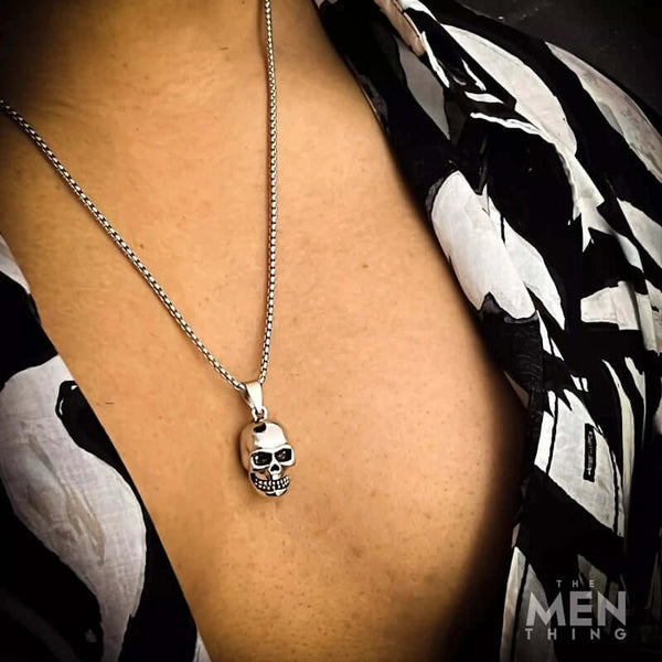 BIG SKULL 2 -  Alloy Pendant with Pure Stainless Steel 24inch Round Box Chain, American trending Style for Men & Boy