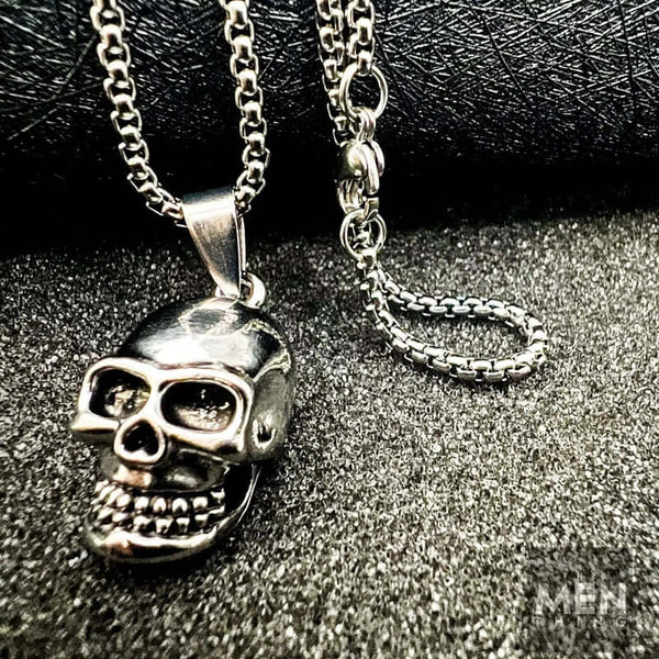 BIG SKULL 2 -  Alloy Pendant with Pure Stainless Steel 24inch Round Box Chain, American trending Style for Men & Boy