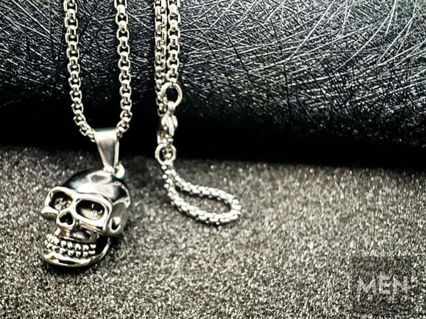 BIG SKULL 2 -  Alloy Pendant with Pure Stainless Steel 24inch Round Box Chain, American trending Style for Men & Boy