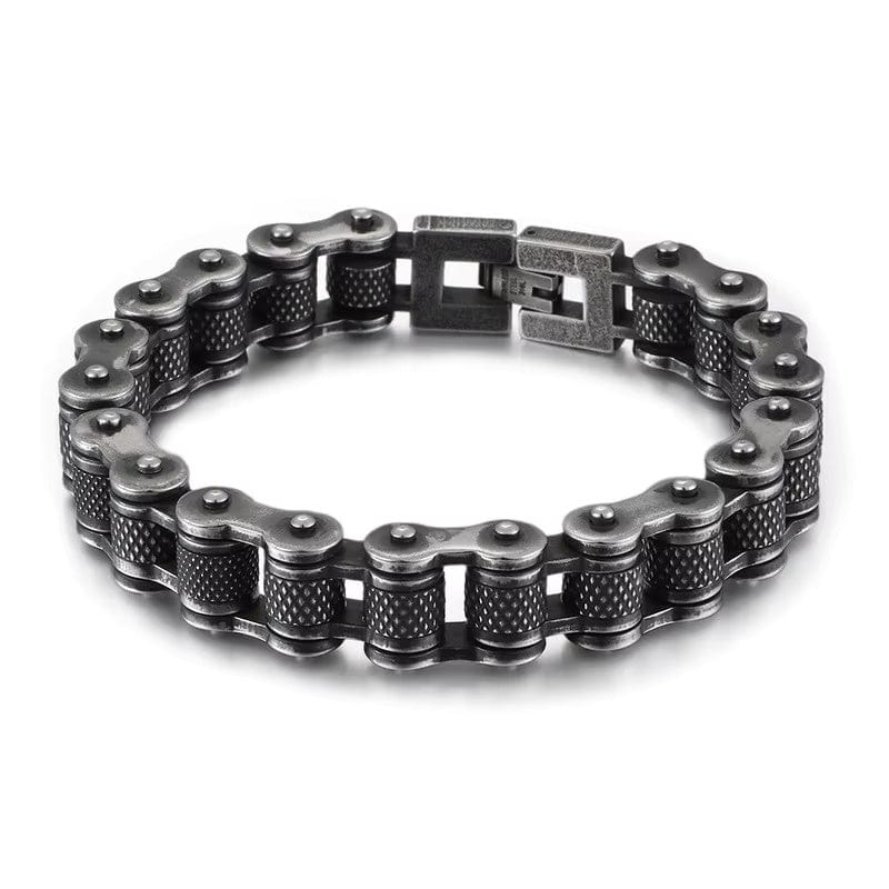 BIKER CHAIN BRACELET - 13mm Pure Titanium Steel Bracelet, Black Plated Antique Matt Finish Bracelet for Men & Boy (8inch) - THE MEN THING