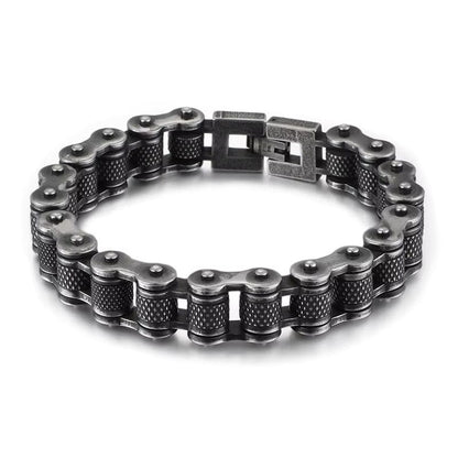 BIKER CHAIN BRACELET - 13mm Pure Titanium Steel Bracelet, Black Plated Antique Matt Finish Bracelet for Men & Boy (8inch) - THE MEN THING
