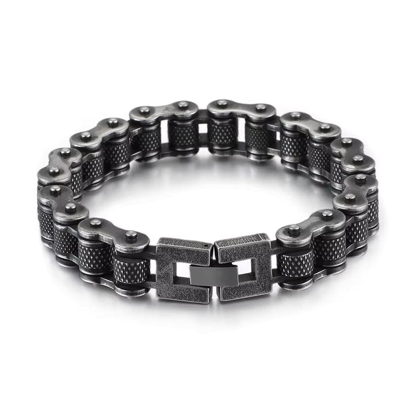 BIKER CHAIN BRACELET - 13mm Pure Titanium Steel Bracelet, Black Plated Antique Matt Finish Bracelet for Men & Boy (8inch) - THE MEN THING