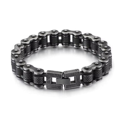 BIKER CHAIN BRACELET - 13mm Pure Titanium Steel Bracelet, Black Plated Antique Matt Finish Bracelet for Men & Boy (8inch) - THE MEN THING