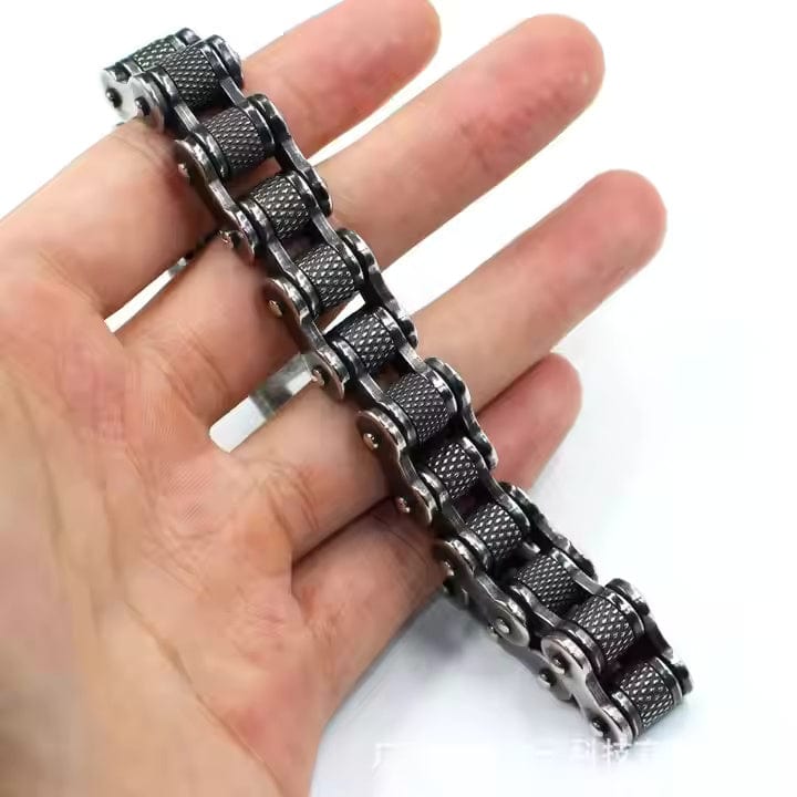 BIKER CHAIN BRACELET - 13mm Pure Titanium Steel Bracelet, Black Plated Antique Matt Finish Bracelet for Men & Boy (8inch) - THE MEN THING