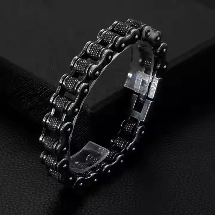 BIKER CHAIN BRACELET - 13mm Pure Titanium Steel Bracelet, Black Plated Antique Matt Finish Bracelet for Men & Boy (8inch) - THE MEN THING