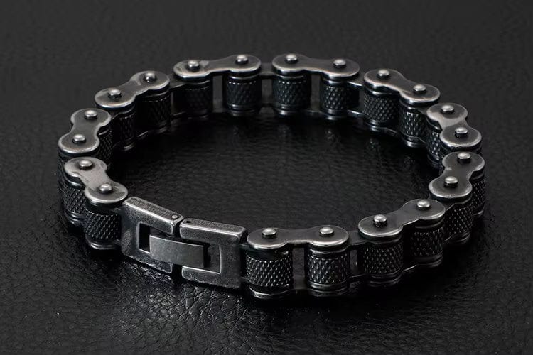 BIKER CHAIN BRACELET - 13mm Pure Titanium Steel Bracelet, Black Plated Antique Matt Finish Bracelet for Men & Boy (8inch) - THE MEN THING