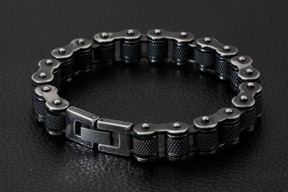 BIKER CHAIN BRACELET - 13mm Pure Titanium Steel Bracelet, Black Plated Antique Matt Finish Bracelet for Men & Boy (8inch) - THE MEN THING