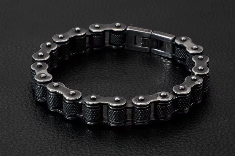 BIKER CHAIN BRACELET - 13mm Pure Titanium Steel Bracelet, Black Plated Antique Matt Finish Bracelet for Men & Boy (8inch) - THE MEN THING