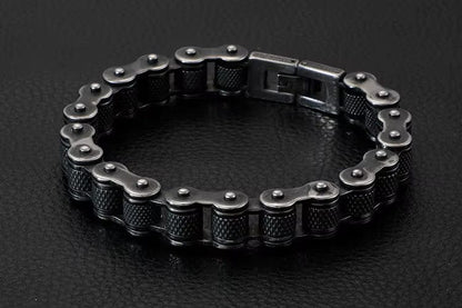 BIKER CHAIN BRACELET - 13mm Pure Titanium Steel Bracelet, Black Plated Antique Matt Finish Bracelet for Men & Boy (8inch) - THE MEN THING