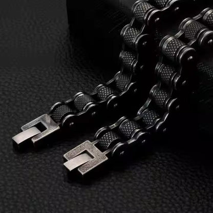 BIKER CHAIN BRACELET - 13mm Pure Titanium Steel Bracelet, Black Plated Antique Matt Finish Bracelet for Men & Boy (8inch) - THE MEN THING