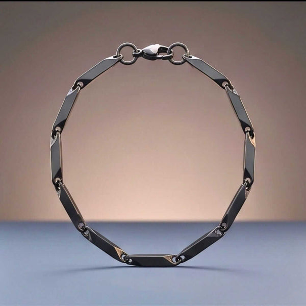BLACK ANGLE - 5mm Stainless Steel, 7.5 to 8 inch Lobster Claw Clasp Bracelet for Men & Boys
