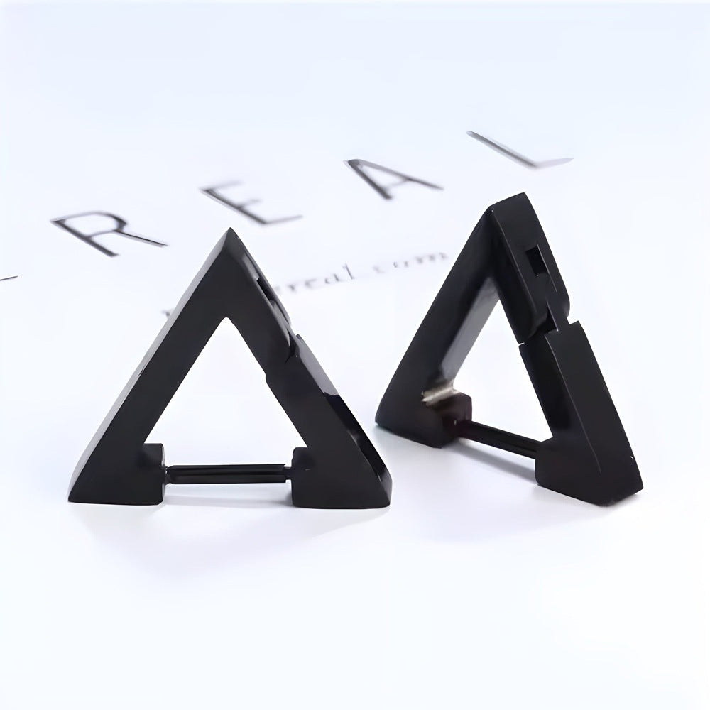 BLACK ATLAS - Pure Titanium Steel Hoop Earrings for Men & Boys (2pcs) - THE MEN THING