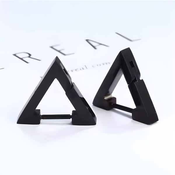 BLACK ATLAS - Pure Titanium Steel Hoop Earrings for Men & Boys (2pcs)