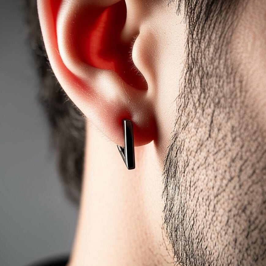 BLACK ATLAS - Pure Titanium Steel Hoop Earrings for Men & Boys (2pcs) - THE MEN THING