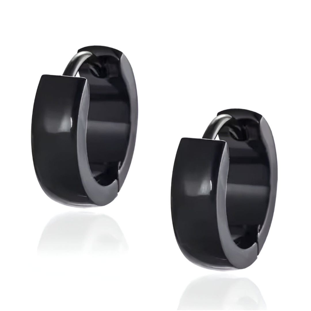 BLACK COBALT CREST - 5mm and 7mm Titanium Steel Hoop Earrings for Men & Boys (2 Pcs) - THE MEN THING