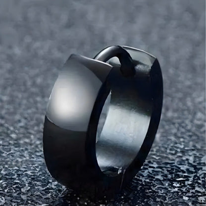 BLACK COBALT CREST - 5mm and 7mm Titanium Steel Hoop Earrings for Men & Boys (2 Pcs) - THE MEN THING