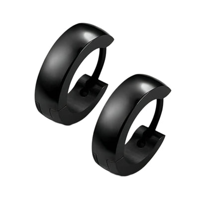 BLACK COBALT CREST - 5mm and 7mm Titanium Steel Hoop Earrings for Men & Boys (2 Pcs) - THE MEN THING