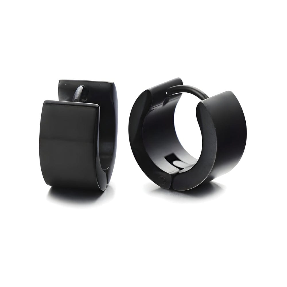 BLACK COBALT CREST - 5mm and 7mm Titanium Steel Hoop Earrings for Men & Boys (2 Pcs) - THE MEN THING