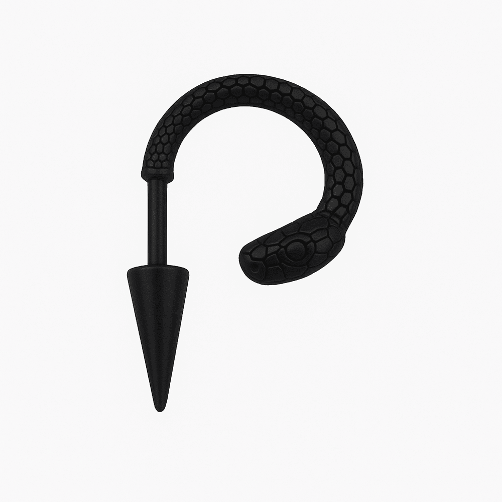 BLACK COBRA SPIRAL - 6mm Pure Titanium Steel Hoop Earrings for Men & Boys (2pcs) - THE MEN THING