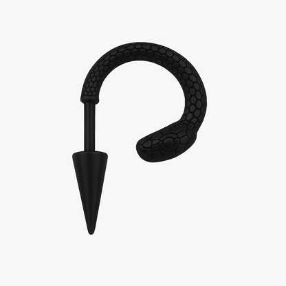 BLACK COBRA SPIRAL - 6mm Pure Titanium Steel Hoop Earrings for Men & Boys (2pcs) - THE MEN THING