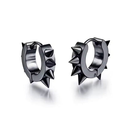 BLACK DAGGERLOOP - 5mm Titanium Steel Hoop Earrings for Men & Boys (2 Pcs) - THE MEN THING