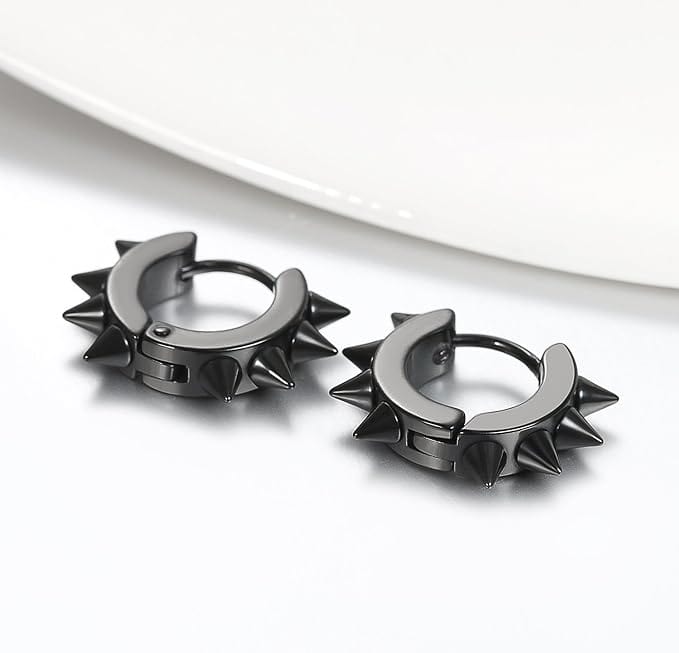 BLACK DAGGERLOOP - 5mm Titanium Steel Hoop Earrings for Men & Boys (2 Pcs) - THE MEN THING