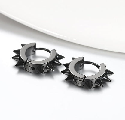 BLACK DAGGERLOOP - 5mm Titanium Steel Hoop Earrings for Men & Boys (2 Pcs) - THE MEN THING
