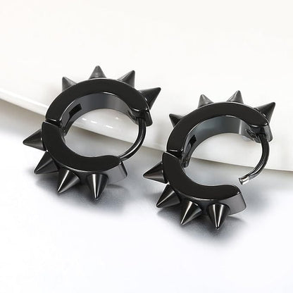 BLACK DAGGERLOOP - 5mm Titanium Steel Hoop Earrings for Men & Boys (2 Pcs) - THE MEN THING