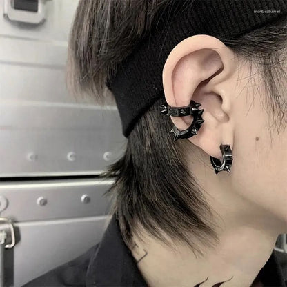 BLACK DAGGERLOOP - 5mm Titanium Steel Hoop Earrings for Men & Boys (2 Pcs) - THE MEN THING