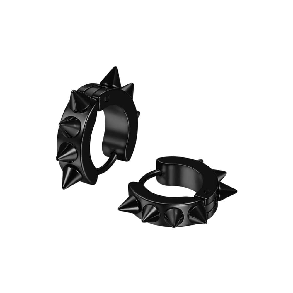 BLACK DAGGERLOOP - 5mm Titanium Steel Hoop Earrings for Men & Boys (2 Pcs) - THE MEN THING