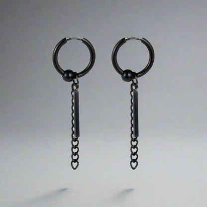 BLACK DROPCORE - 2.5mm Pure Titanium Steel Hoop Earrings for Men & Boys (2pcs) - THE MEN THING
