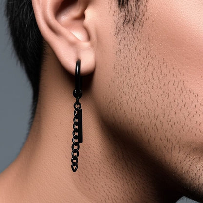 BLACK DROPCORE - 2.5mm Pure Titanium Steel Hoop Earrings for Men & Boys (2pcs) - THE MEN THING
