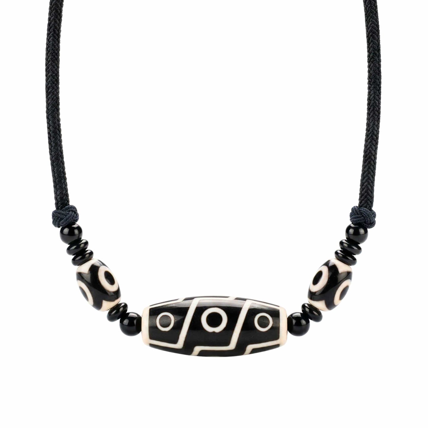 BLACK DZI – 43mm Natural Crystal Pendant with Adjustable Leather Rope for Men & Boys - THE MEN THING