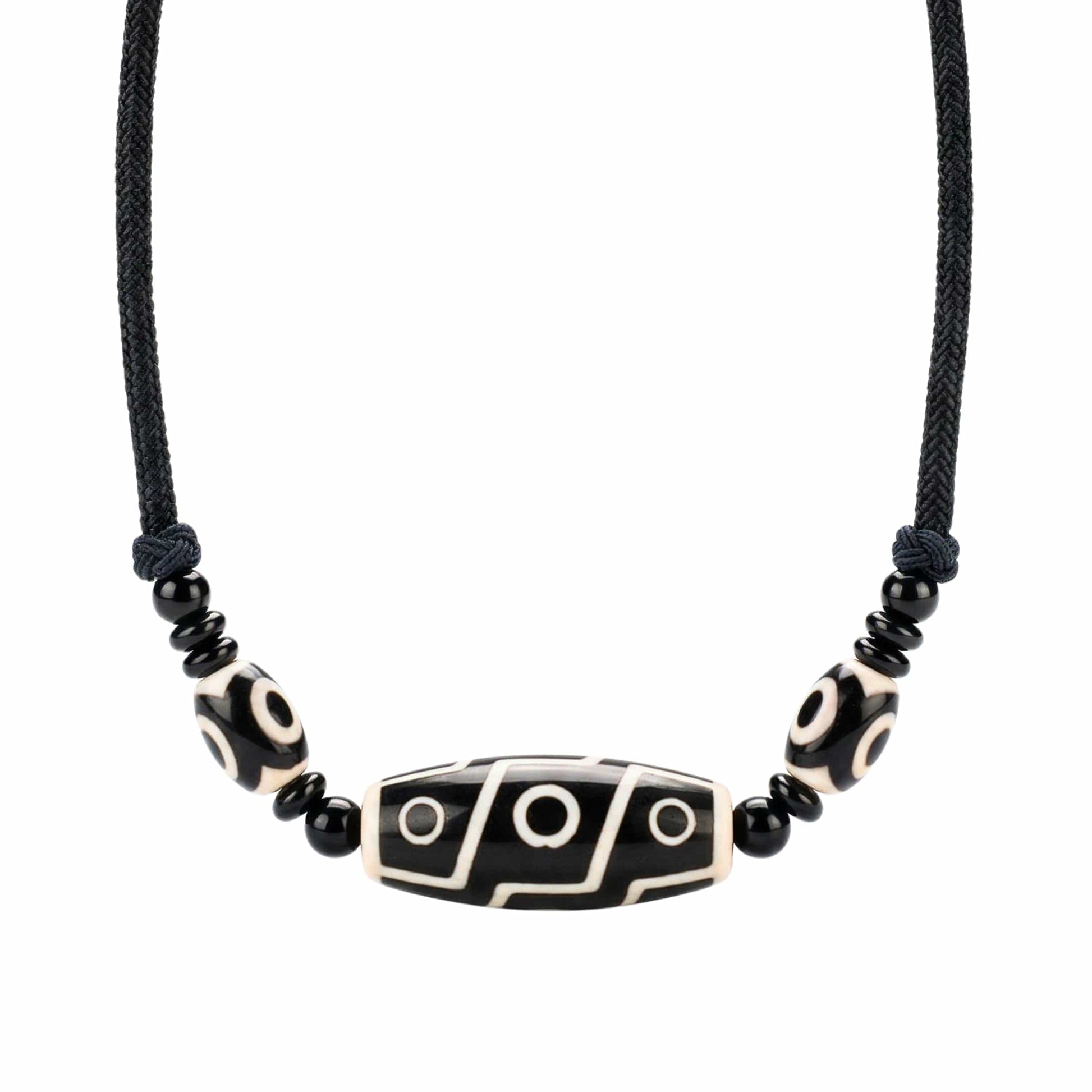 BLACK DZI – 43mm Natural Crystal Pendant with Adjustable Leather Rope for Men & Boys - THE MEN THING