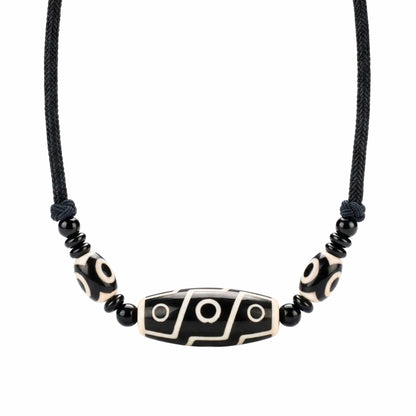 BLACK DZI – 43mm Natural Crystal Pendant with Adjustable Leather Rope for Men & Boys - THE MEN THING