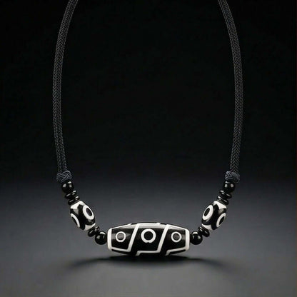BLACK DZI – 43mm Natural Crystal Pendant with Adjustable Leather Rope for Men & Boys - THE MEN THING