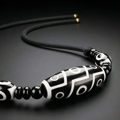 BLACK DZI – 43mm Natural Crystal Pendant with Adjustable Leather Rope for Men & Boys - THE MEN THING