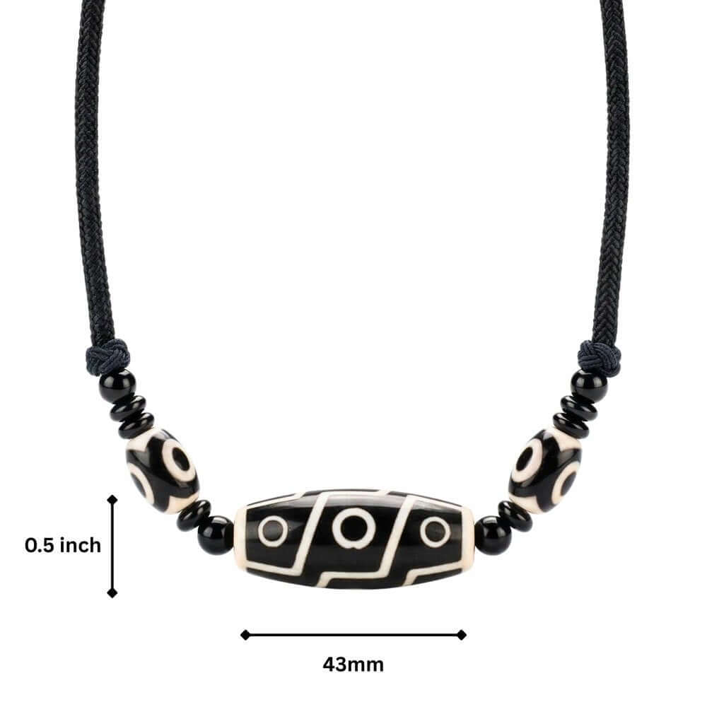 BLACK DZI – 43mm Natural Crystal Pendant with Adjustable Leather Rope for Men & Boys - THE MEN THING