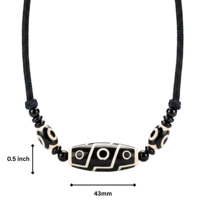 BLACK DZI – 43mm Natural Crystal Pendant with Adjustable Leather Rope for Men & Boys - THE MEN THING