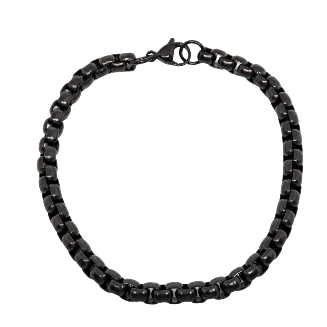 BLACK FLEX - 5mm Stainless Steel, 8 inch Lobster Claw Clasp Bracelet for Men & Boys - THE MEN THING