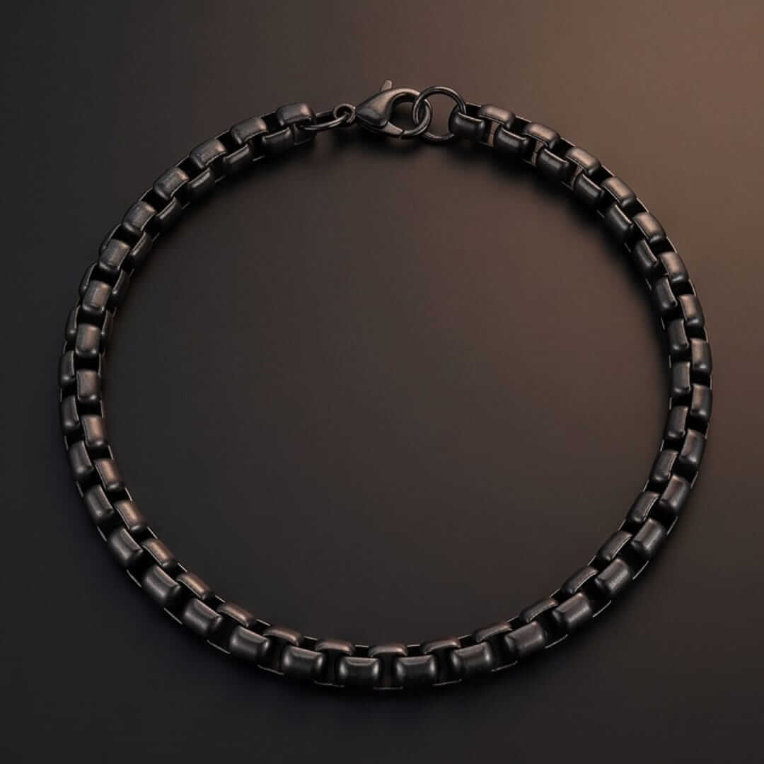 BLACK FLEX - 5mm Stainless Steel, 8 inch Lobster Claw Clasp Bracelet for Men & Boys - THE MEN THING