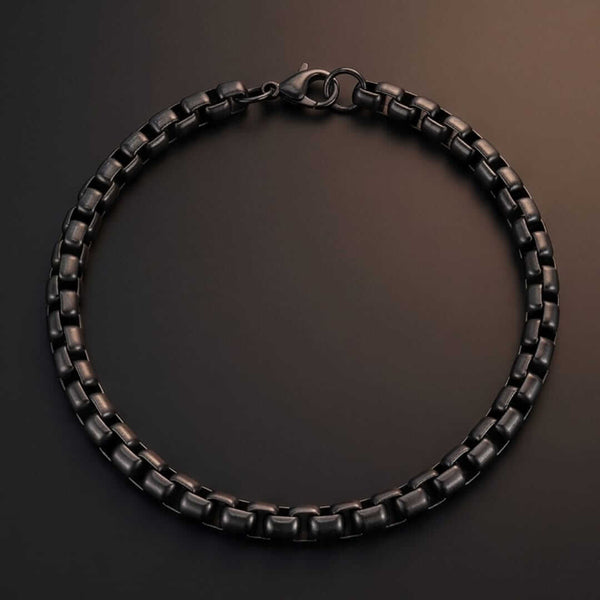 BLACK FLEX - 5mm Stainless Steel, 8 inch Lobster Claw Clasp Bracelet for Men & Boys