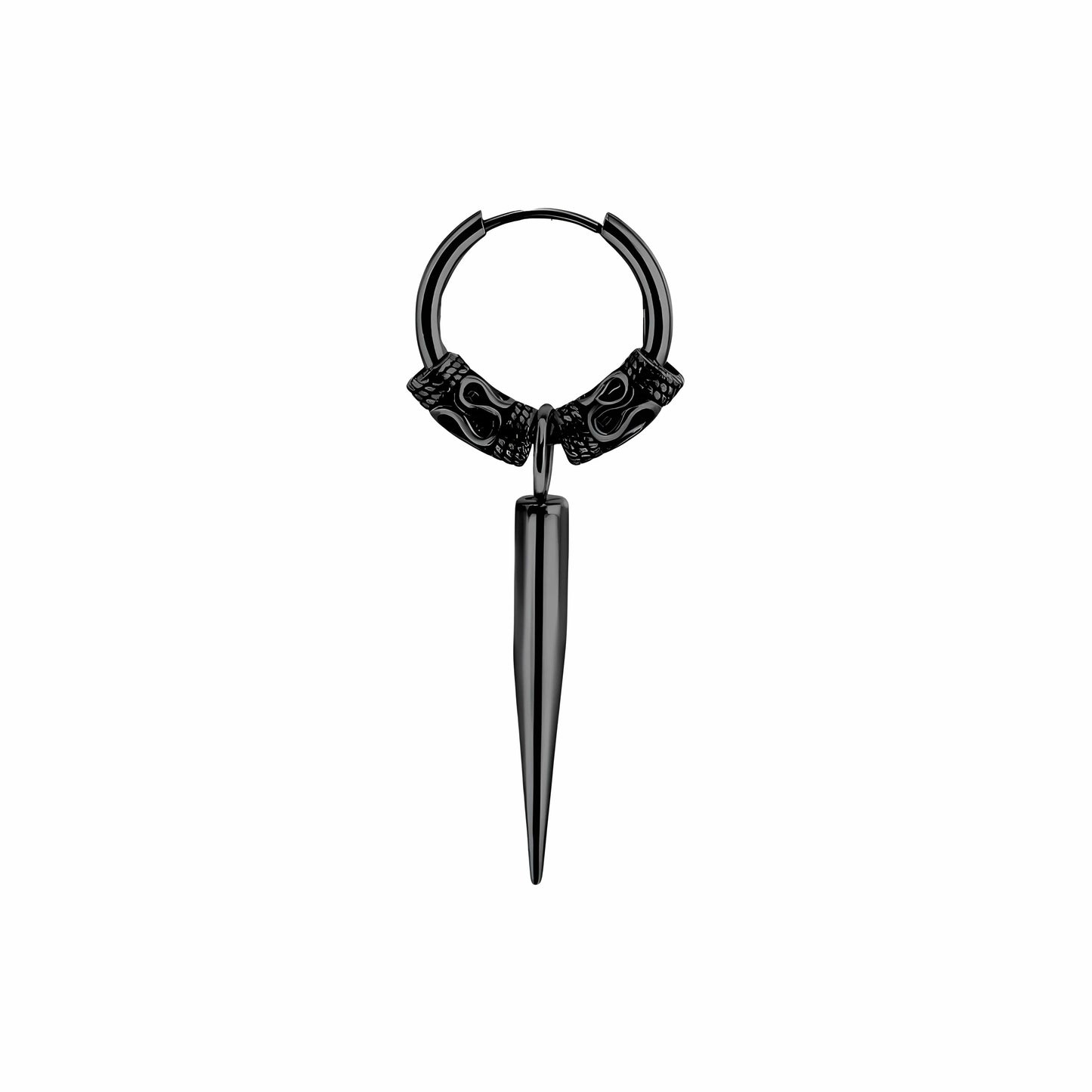 BLACK LOKIS FANG - 14mm Pure Titanium Steel Hoop Earrings for Men & Boys (2pcs) - THE MEN THING