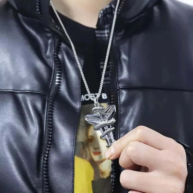 BLACK MAMBA - Alloy Pendant with Pure Stainless Steel 24inch Round box Chain, European trending Style for Men & Boy - THE MEN THING