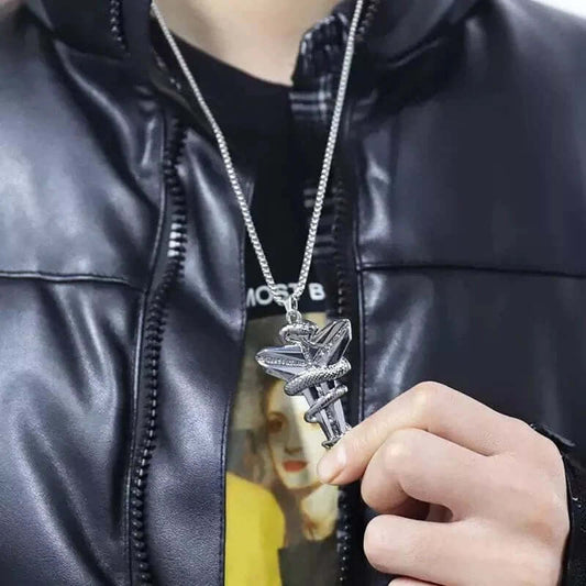 BLACK MAMBA - Alloy Pendant with Pure Stainless Steel 24inch Round box Chain, European trending Style for Men & Boy - THE MEN THING
