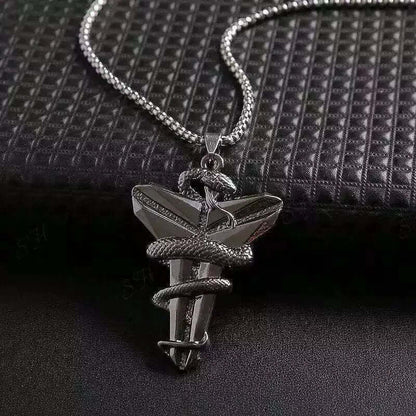 BLACK MAMBA - Alloy Pendant with Pure Stainless Steel 24inch Round box Chain, European trending Style for Men & Boy - THE MEN THING