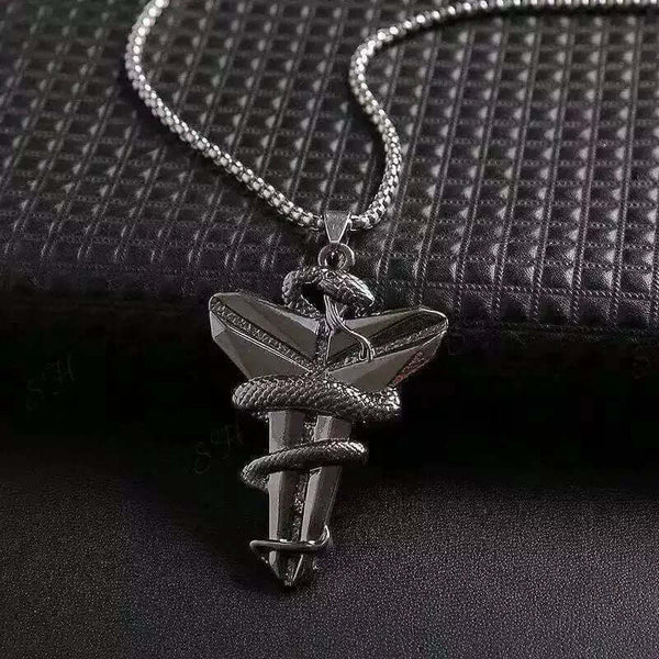 BLACK MAMBA - Alloy Pendant with Pure Stainless Steel 24inch Round box Chain, European trending Style for Men & Boy