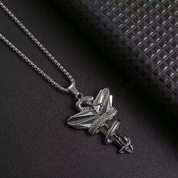 BLACK MAMBA - Alloy Pendant with Pure Stainless Steel 24inch Round box Chain, European trending Style for Men & Boy - THE MEN THING